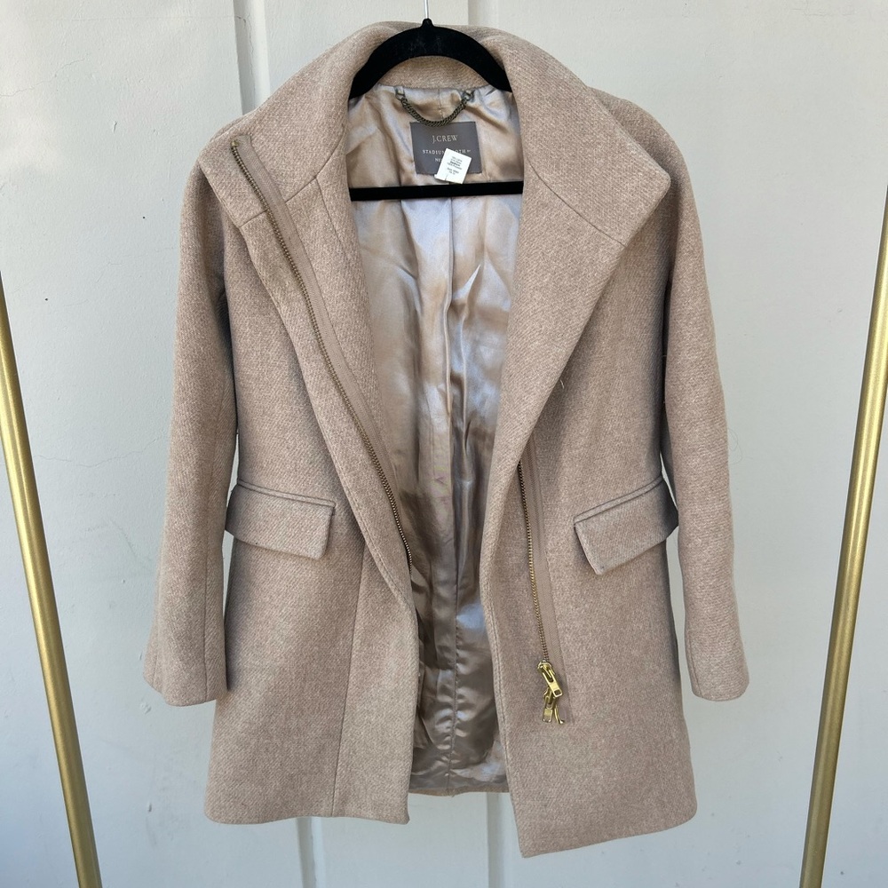 J crew wool coat size 00 camel/beige